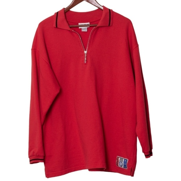 kathy ireland Tops - Kathy Ireland Active Women's Quarter Zip Red XL Vintage Sporty Athleisure Comfy